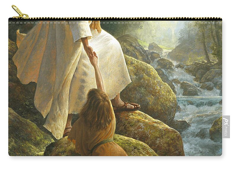 Jesus Zip Pouch featuring the painting Be Not Afraid by Greg Olsen