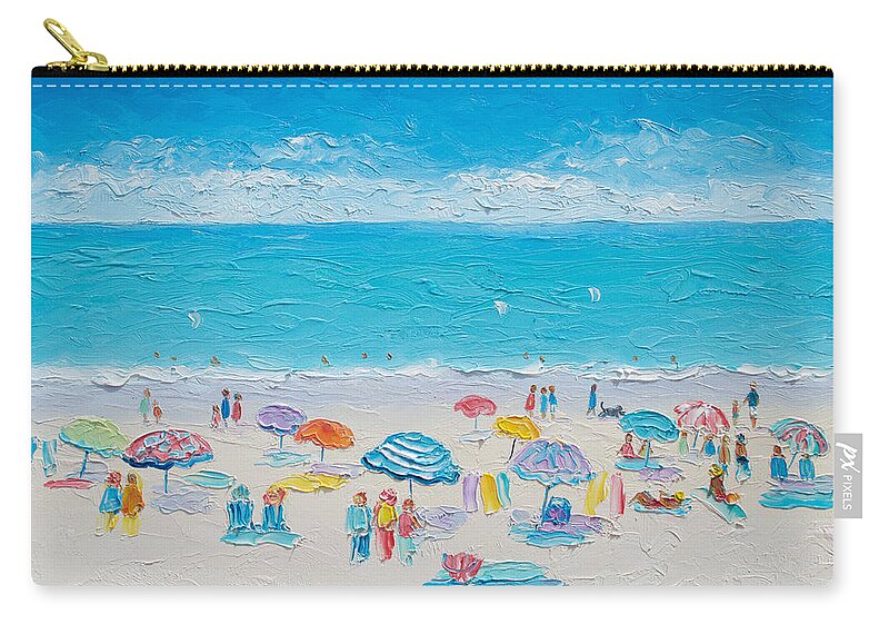 Beach Zip Pouch featuring the painting Beach Art - Fun in the Sun by Jan Matson
