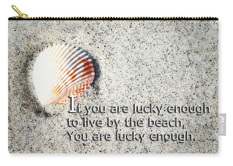 Beach Zip Pouch featuring the painting Beach Art - Lucky Enough - Sharon Cummings by Sharon Cummings