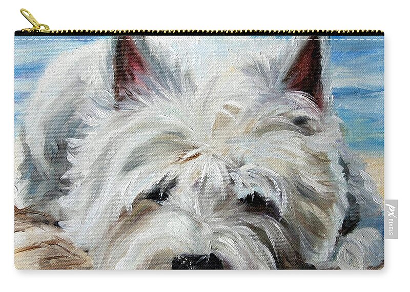 Art Zip Pouch featuring the painting Beach Bum by Mary Sparrow