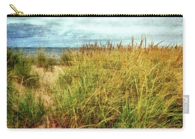 Beach Path Zip Pouch featuring the digital art Beach Grass Path - Painterly by Michelle Calkins