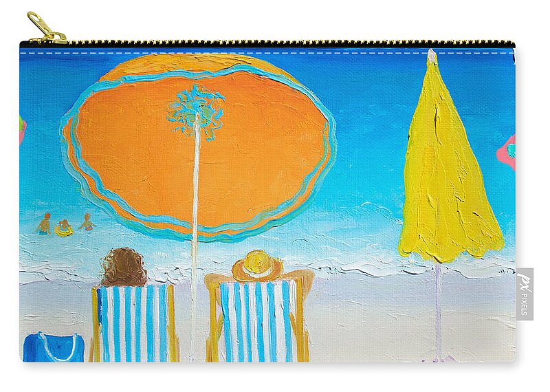 Beach Zip Pouch featuring the painting Beach Painting - Sun filled days by Jan Matson