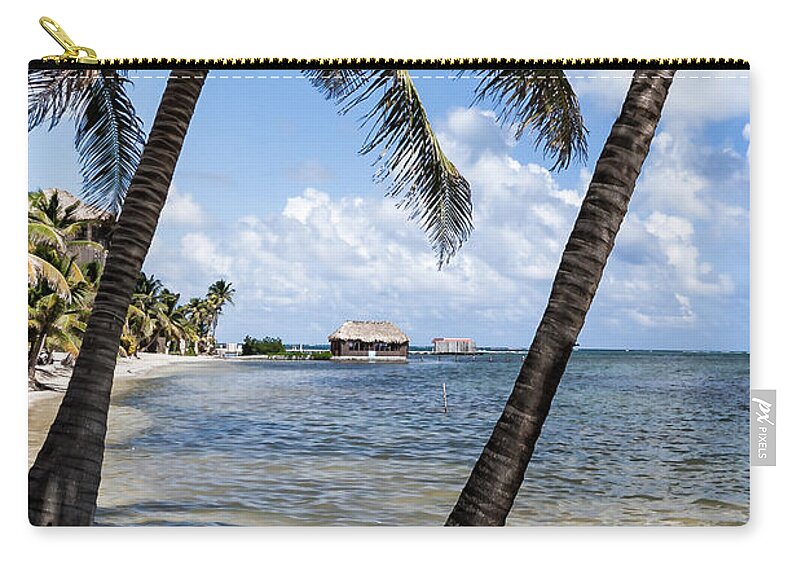 Ambergris Caye Zip Pouch featuring the photograph Beach Paradise by Lawrence Burry