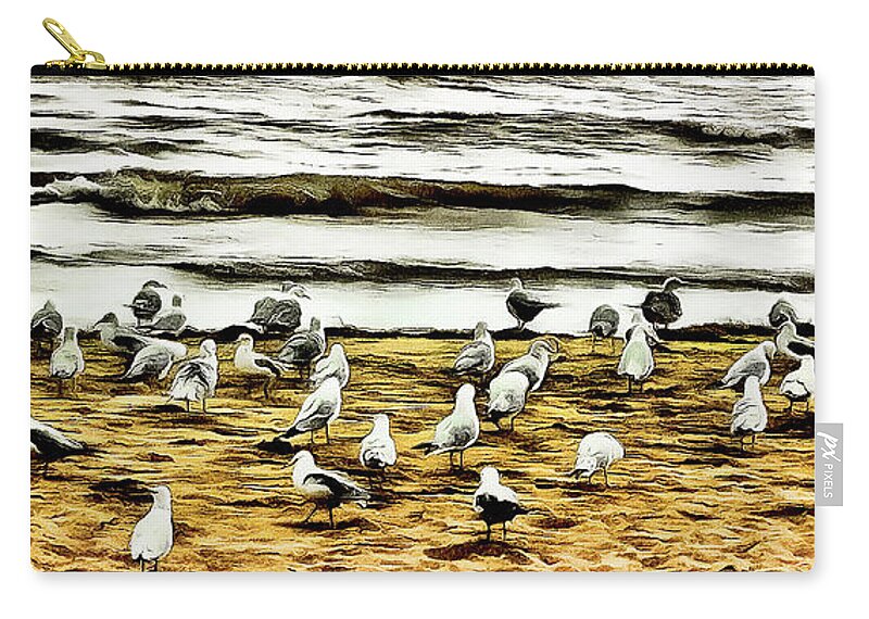Beach Zip Pouch featuring the digital art Beach Party by Leslie Montgomery