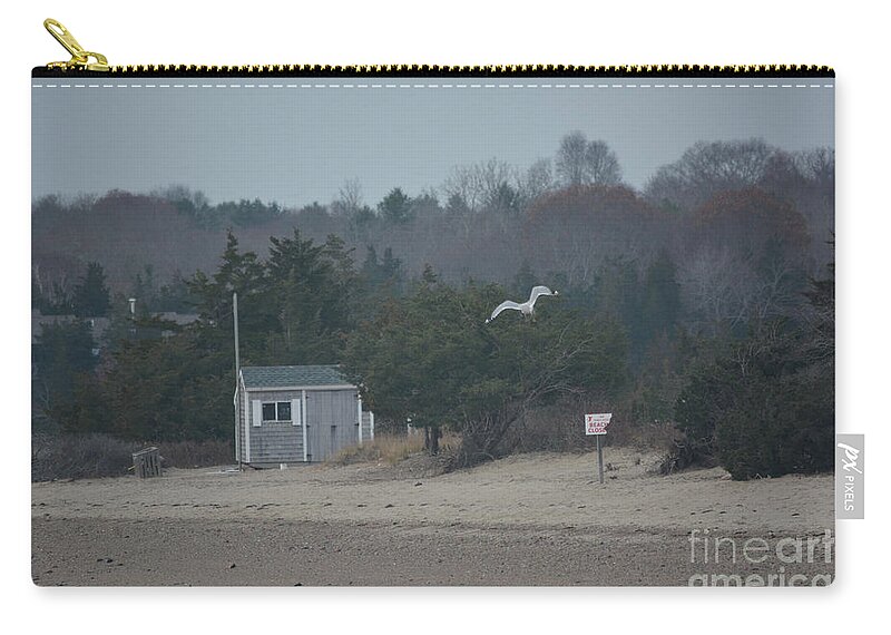 Cabin Zip Pouch featuring the photograph Beach Shack on a Cloudy Day by Dianne Morgado