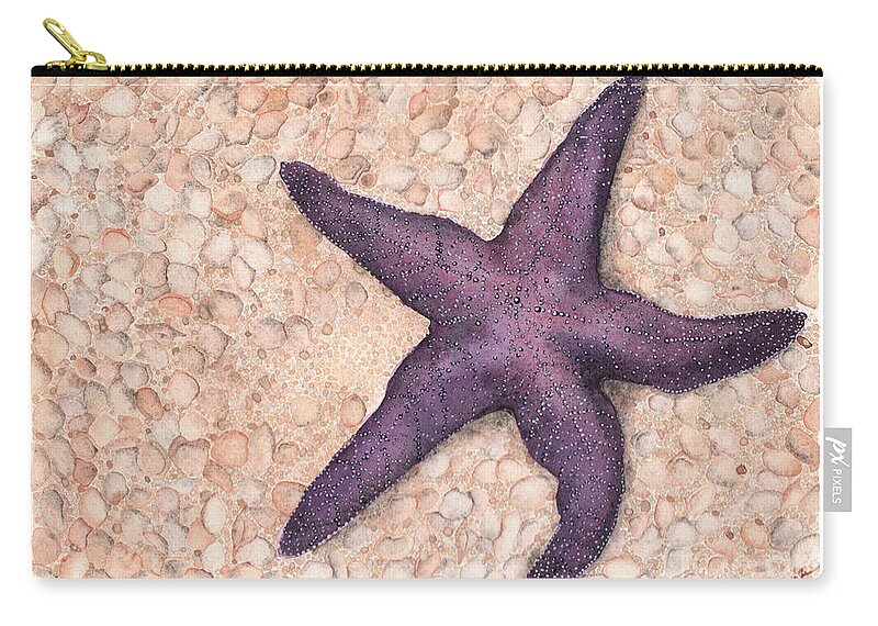 Starfish Carry-all Pouch featuring the painting Beach Starfish by Hilda Wagner