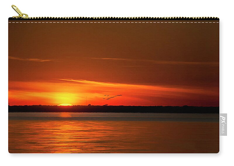 Sunset Carry-all Pouch featuring the photograph Beach Sunset by Cathy Kovarik