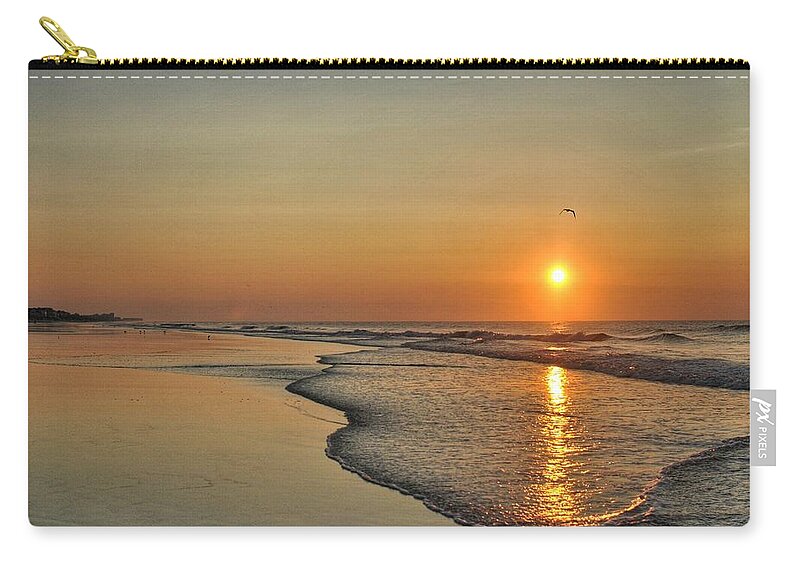 Sunset Zip Pouch featuring the photograph Topsail NC Beach Sunrise by Doug Ash