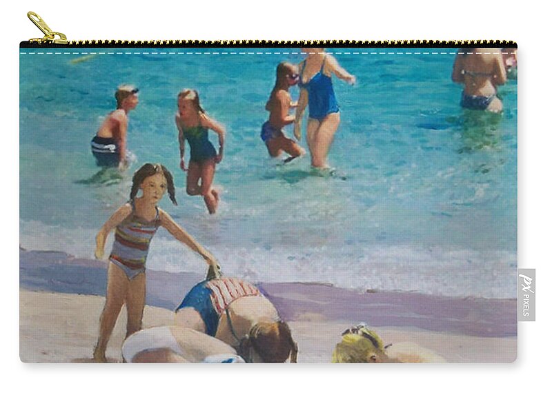 Beach Zip Pouch featuring the painting Beach Time by Thomas Tribby