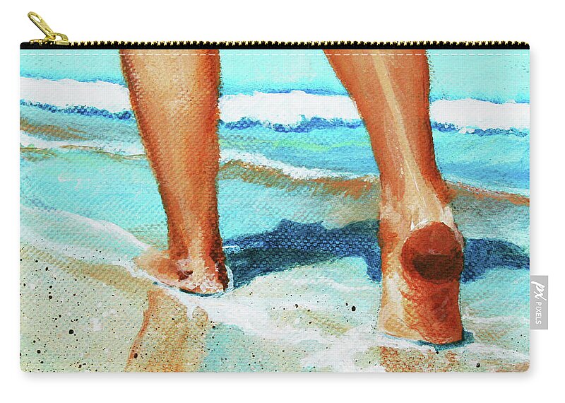 Beach Carry-all Pouch featuring the painting Beach Walk by Donna Tucker