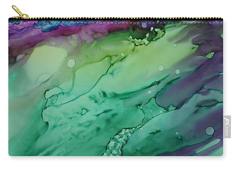 Abstract Carry-all Pouch featuring the painting Beachfroth by Ruth Kamenev