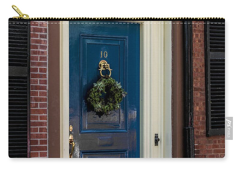 Acorn Street Zip Pouch featuring the photograph Beacon Hill Door by Susan Candelario