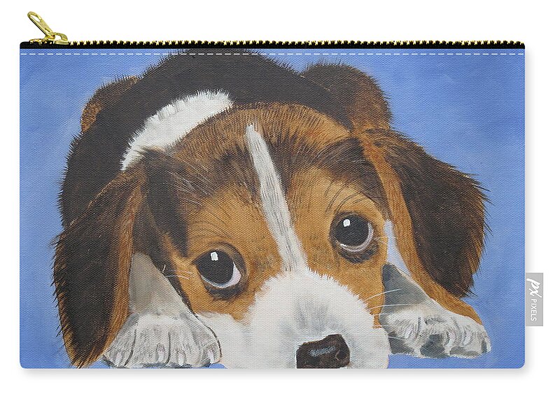 Pets Carry-all Pouch featuring the painting Beagle Sad Eyes by Kathie Camara