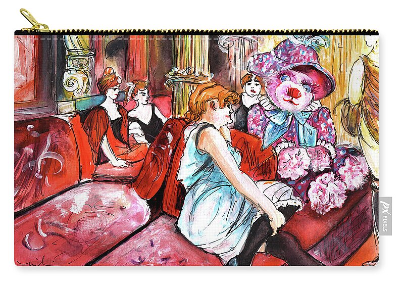 Truffle Mcfurry Carry-all Pouch featuring the painting Bearnadette In The Salon Rue Des Moulins In Paris by Miki De Goodaboom