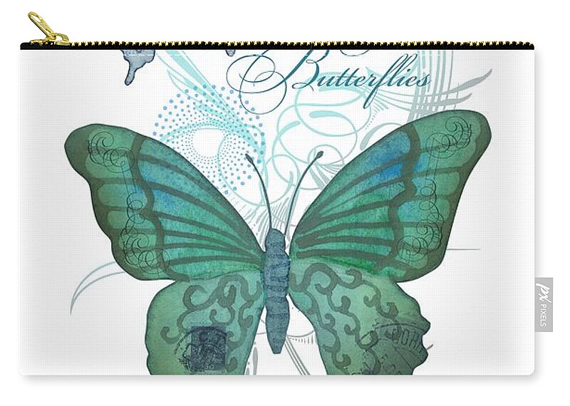 Butterfly Zip Pouch featuring the painting Beautiful butterflies n Swirls Modern Style by Audrey Jeanne Roberts