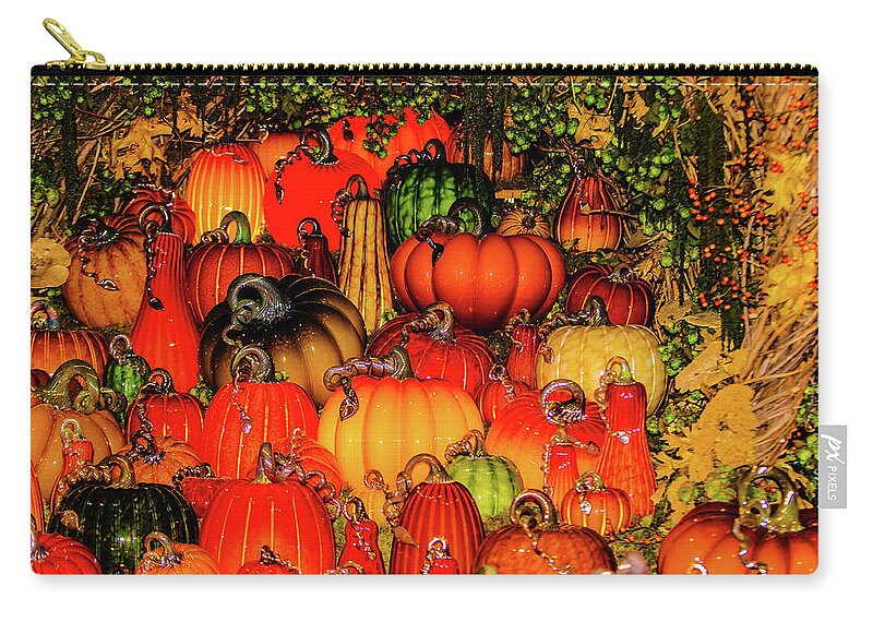 Fall Zip Pouch featuring the photograph Beautiful Glass Pumpkins by Louis Dallara