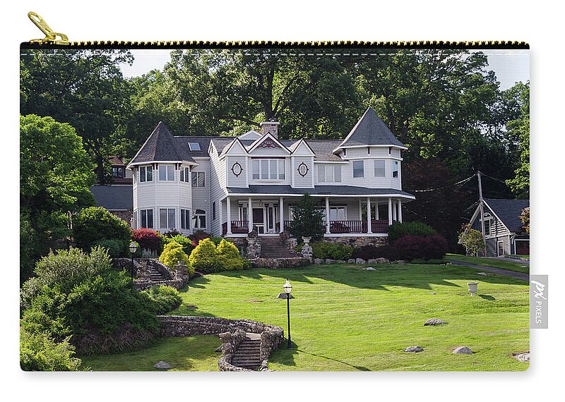 Real Estate Zip Pouch featuring the photograph Beautiful Home on Lake Hopatcong by Maureen E Ritter