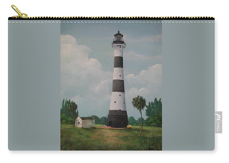 Lighthouse Zip Pouch featuring the painting Cape Canaveral Lighthouse Florida by Teresa Trotter
