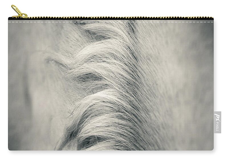 Horse Zip Pouch featuring the photograph Beautiful Lonely White Horse IV by Dimitar Hristov