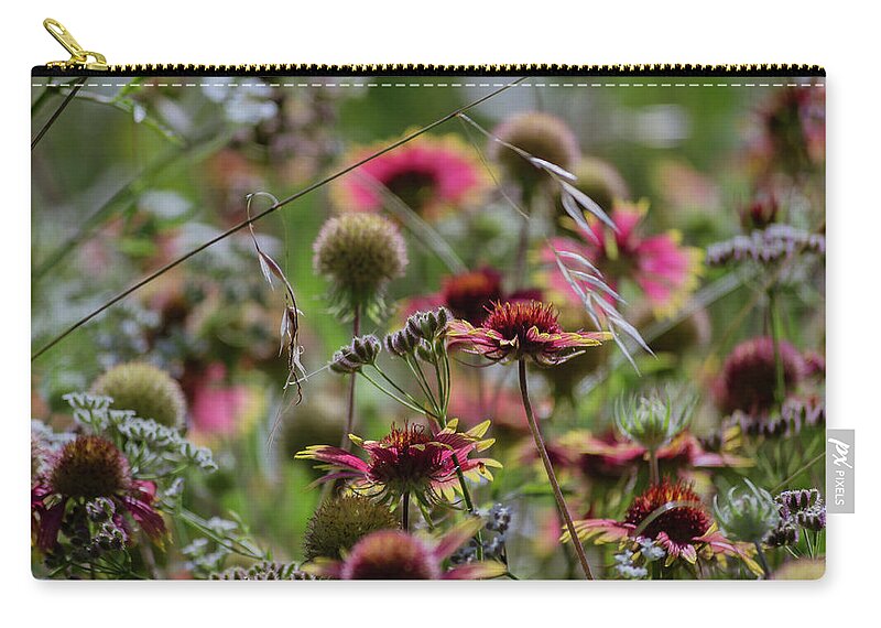 Beautiful Zip Pouch featuring the digital art Beautiful Purple and Yellow Wildflowers by Brad Thornton