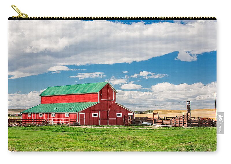 Red Zip Pouch featuring the photograph Beautiful Red Barn by Todd Klassy