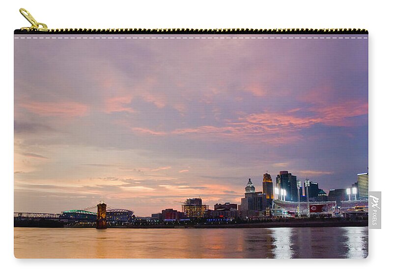 Ohio River Sunset Zip Pouch featuring the photograph Beautiful OHIO River Sunset by Randall Branham