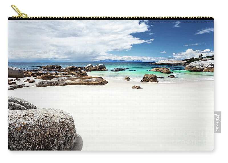Africa Zip Pouch featuring the photograph Beautiful South African beach landscape by Anna Om