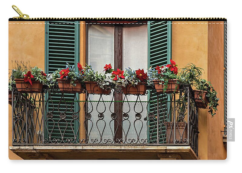 Bologna Zip Pouch featuring the photograph Beautiful traditional balcony by Sophie McAulay