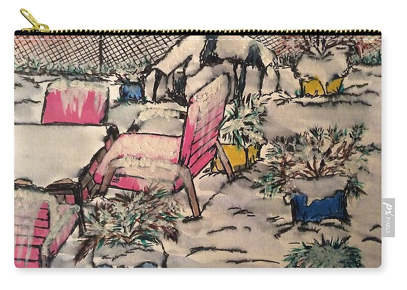 Landscape Zip Pouch featuring the painting My back yard by Haydee Lesane