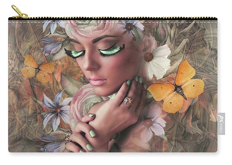  Autumn Colors Zip Pouch featuring the mixed media Beauty In Floral by Gayle Berry