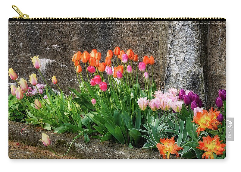 Flowers As Art Zip Pouch featuring the photograph Beauty in Ruins by Michael Hubley