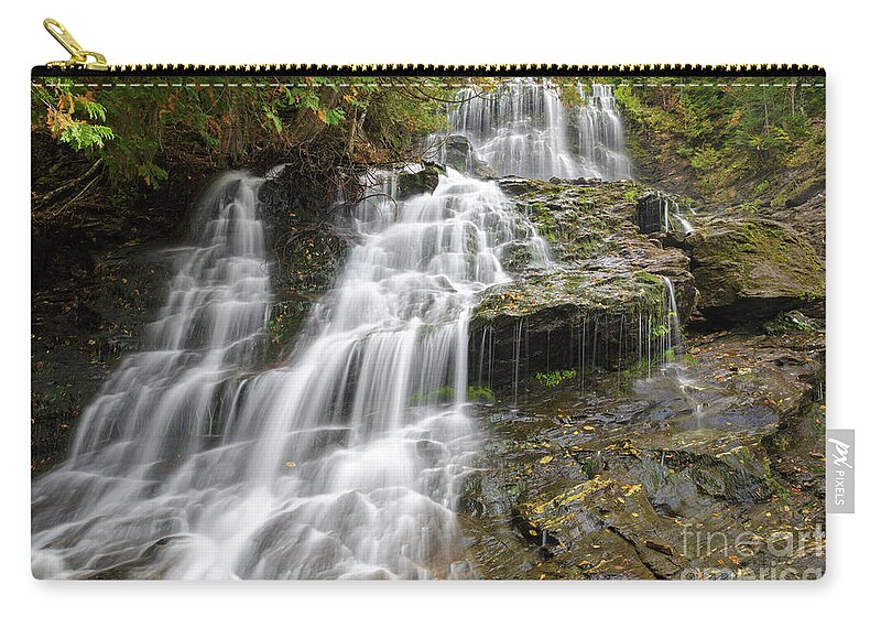 Beaver Brook Zip Pouch featuring the photograph Beaver Brook Falls - Colebrook New Hampshire by Erin Paul Donovan