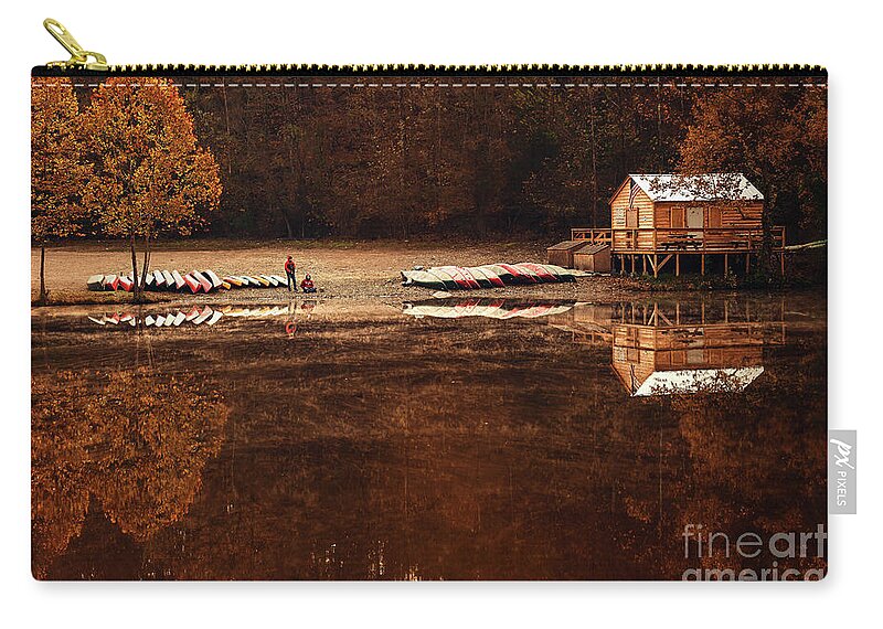 Landscape Zip Pouch featuring the photograph Beaver's Bend Quiet Morning by Tamyra Ayles