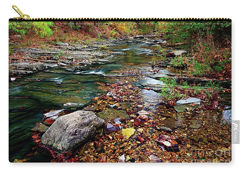 Landscape Zip Pouch featuring the photograph Beaver's Bend Tiny Stream by Tamyra Ayles
