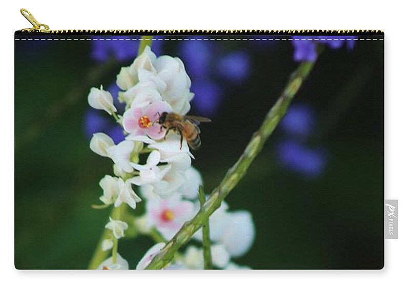 Honey Bee Zip Pouch featuring the photograph Bee and Wild Flowers by Craig Wood