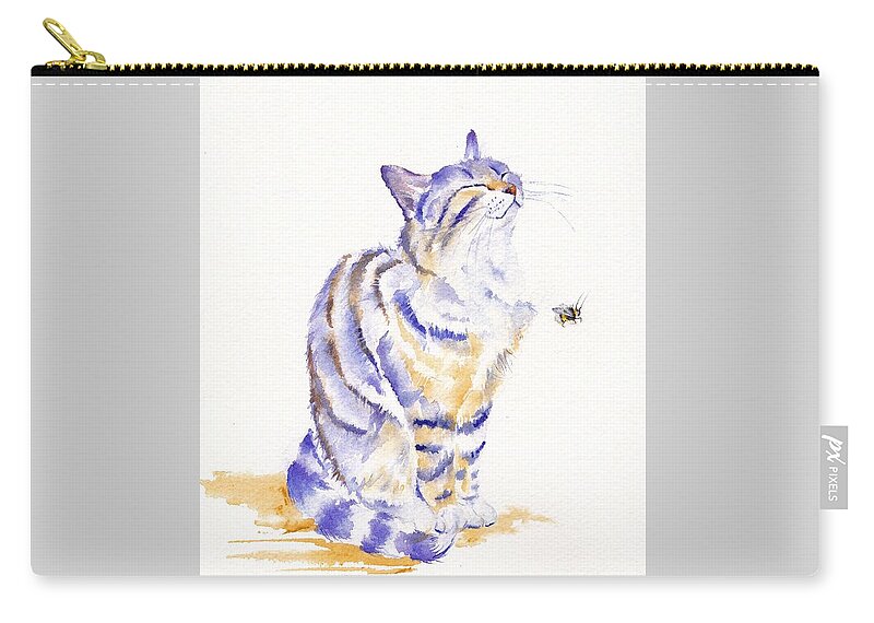 Cats Zip Pouch featuring the painting Bee Sunworshippers by Debra Hall