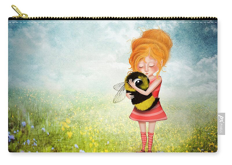 Bee Carry-all Pouch featuring the digital art Bee Hugger by Laura Ostrowski