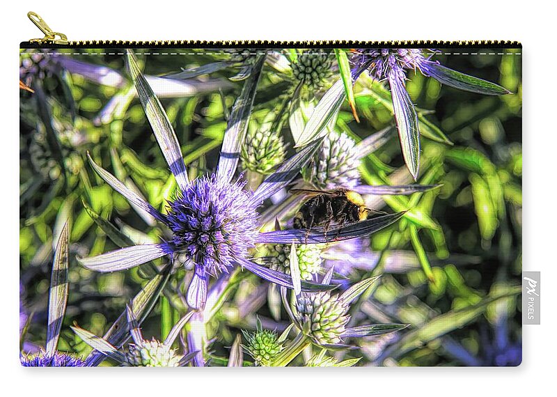 Flora Zip Pouch featuring the photograph Beetracted by Kathy Bassett