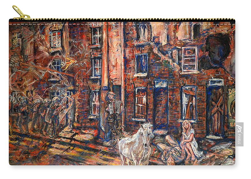 Delapidated Street Zip Pouch featuring the painting Before Gentrification by Rosanne Gartner