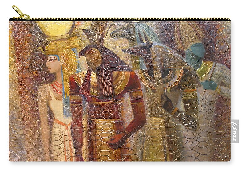 Osiris Carry-all Pouch featuring the painting Beginnings. Gods of Ancient Egypt by Valentina Kondrashova
