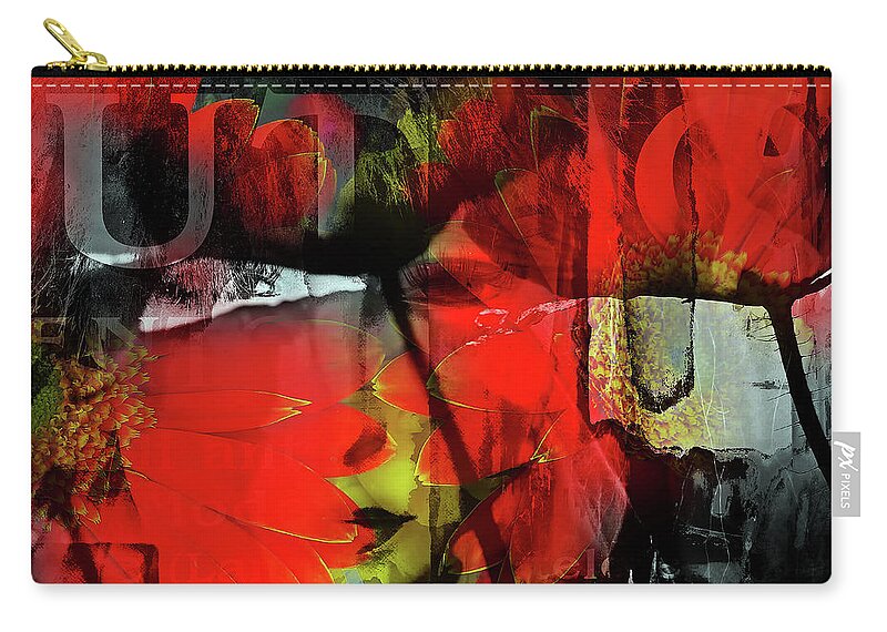 Face Zip Pouch featuring the digital art Behind the poppies by Gabi Hampe