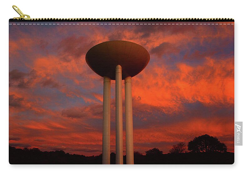 Bell Works Zip Pouch featuring the photograph Bell Works Transistor Water Tower by Raymond Salani III