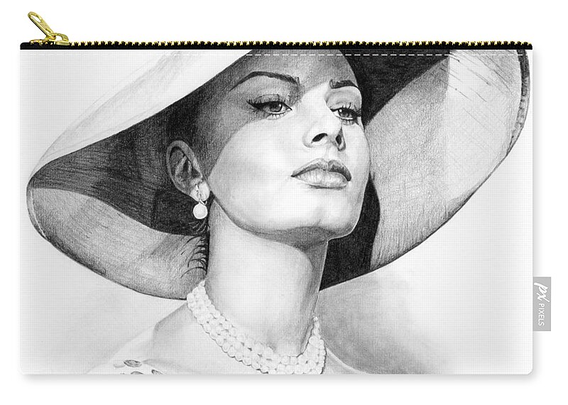 Sophia Zip Pouch featuring the drawing Bellezza eterna by Rob De Vries