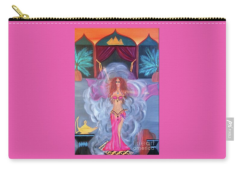 Belly Dance Zip Pouch featuring the painting Belly Dance Genie by Artist Linda Marie