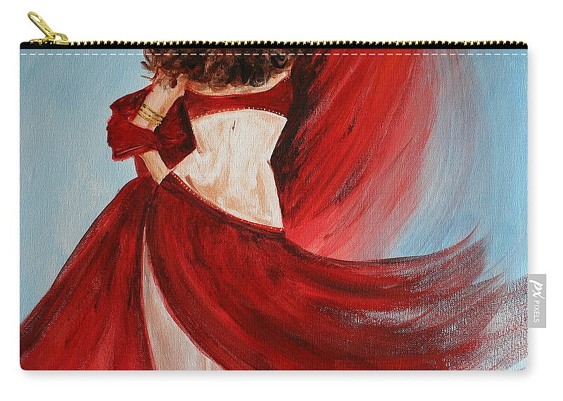 Belly Dancers Carry-all Pouch featuring the painting Belly Dancer by Julie Lueders 