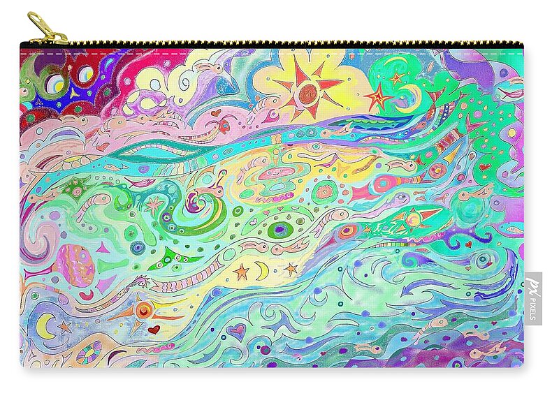 Beltaine Zip Pouch featuring the drawing Beltaine Seashore Dreaming by Julia Woodman