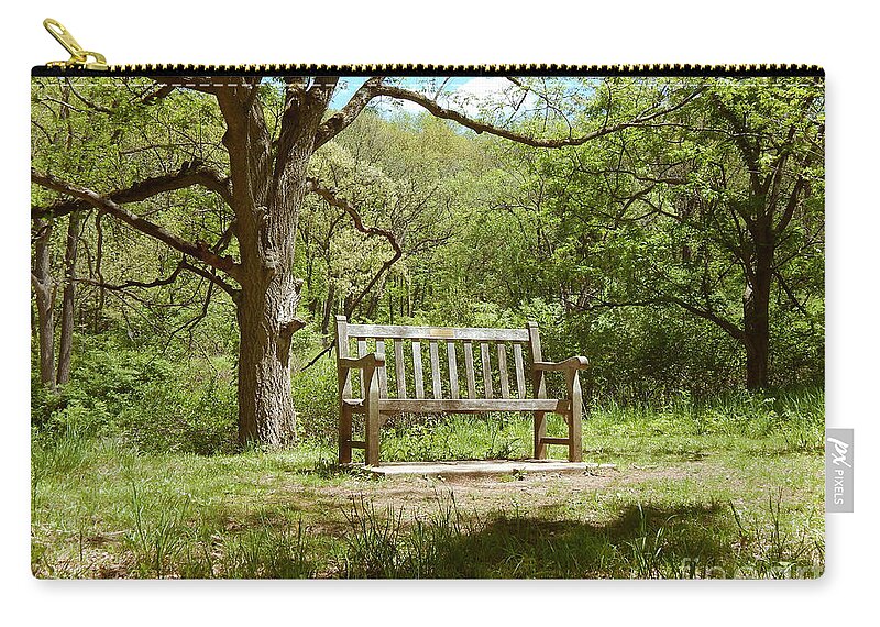 Photography Zip Pouch featuring the photograph Bench In Nature by Phil Perkins
