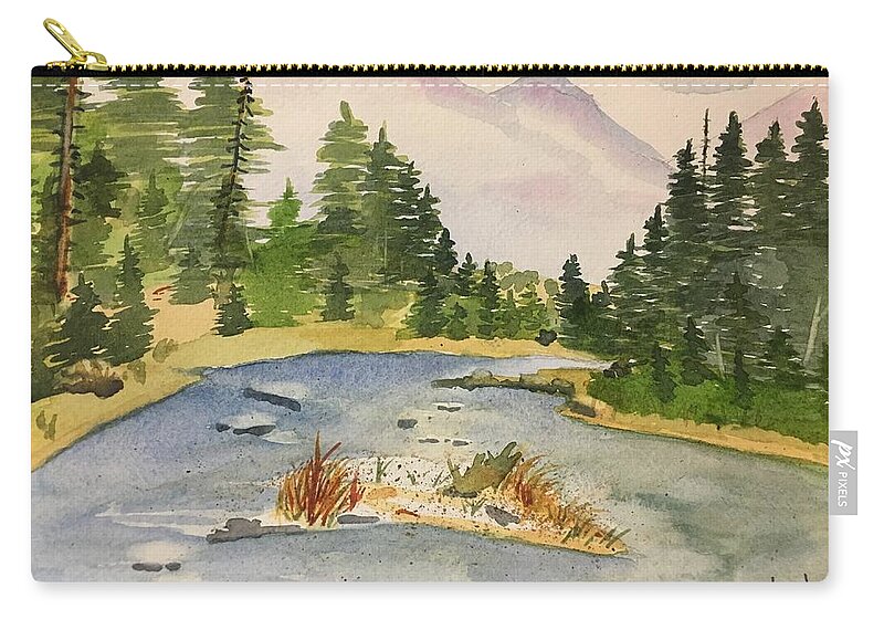 River Zip Pouch featuring the painting Bend in the River by David Bartsch