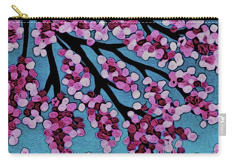 Cherry Tree Zip Pouch featuring the digital art Beneath the Cherry by Paisley O'Farrell
