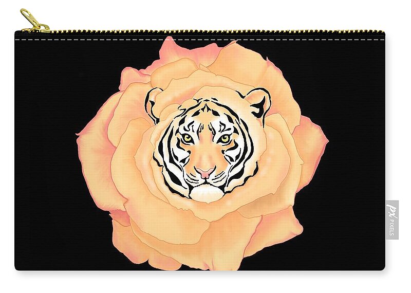 Tiger Carry-all Pouch featuring the digital art Bengal Blossom by Norman Klein